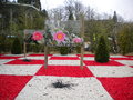 vignette stand : dcor camellias, en rouge et blanc