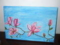 vignette peinture avec magnolias/ pictura cu magnolii
